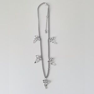 Silver Bow Charm Necklace | New